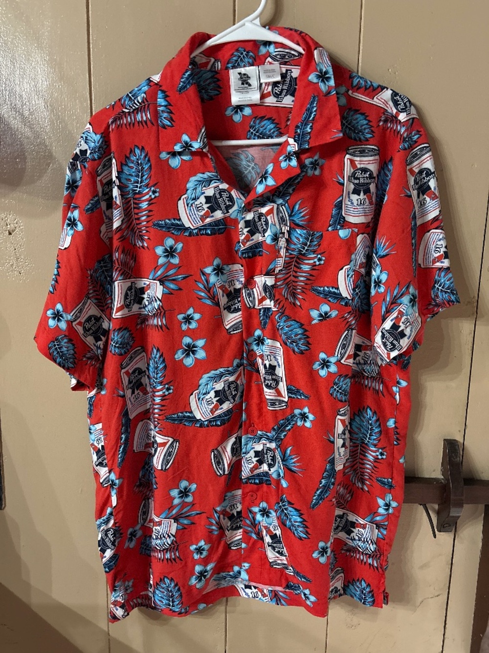 Pabst Blue Ribbon Hawaiian Shirt, size small